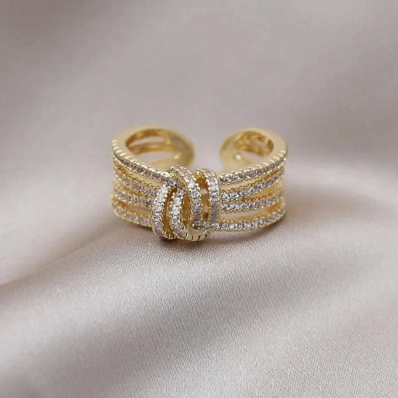14k Dainty Layered Diamond Knot Ring