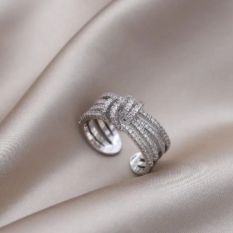14k Dainty Layered Diamond Knot Ring