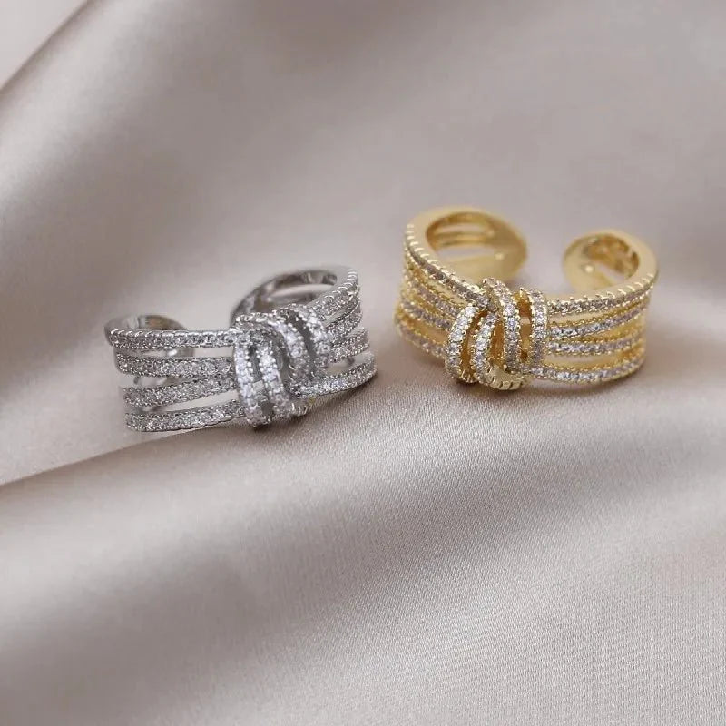 14k Dainty Layered Diamond Knot Ring