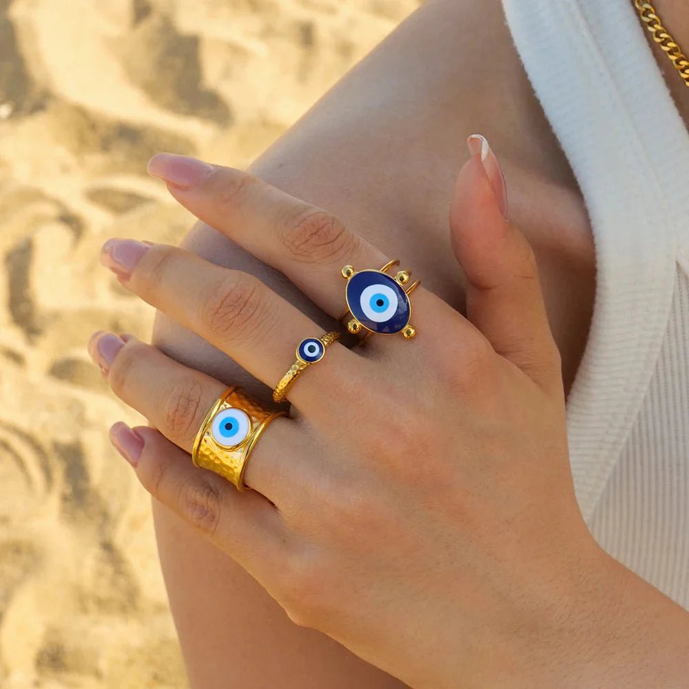 18k Bohemian Evil Eye Rings