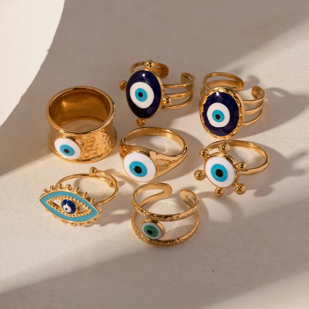 18k Bohemian Evil Eye Rings