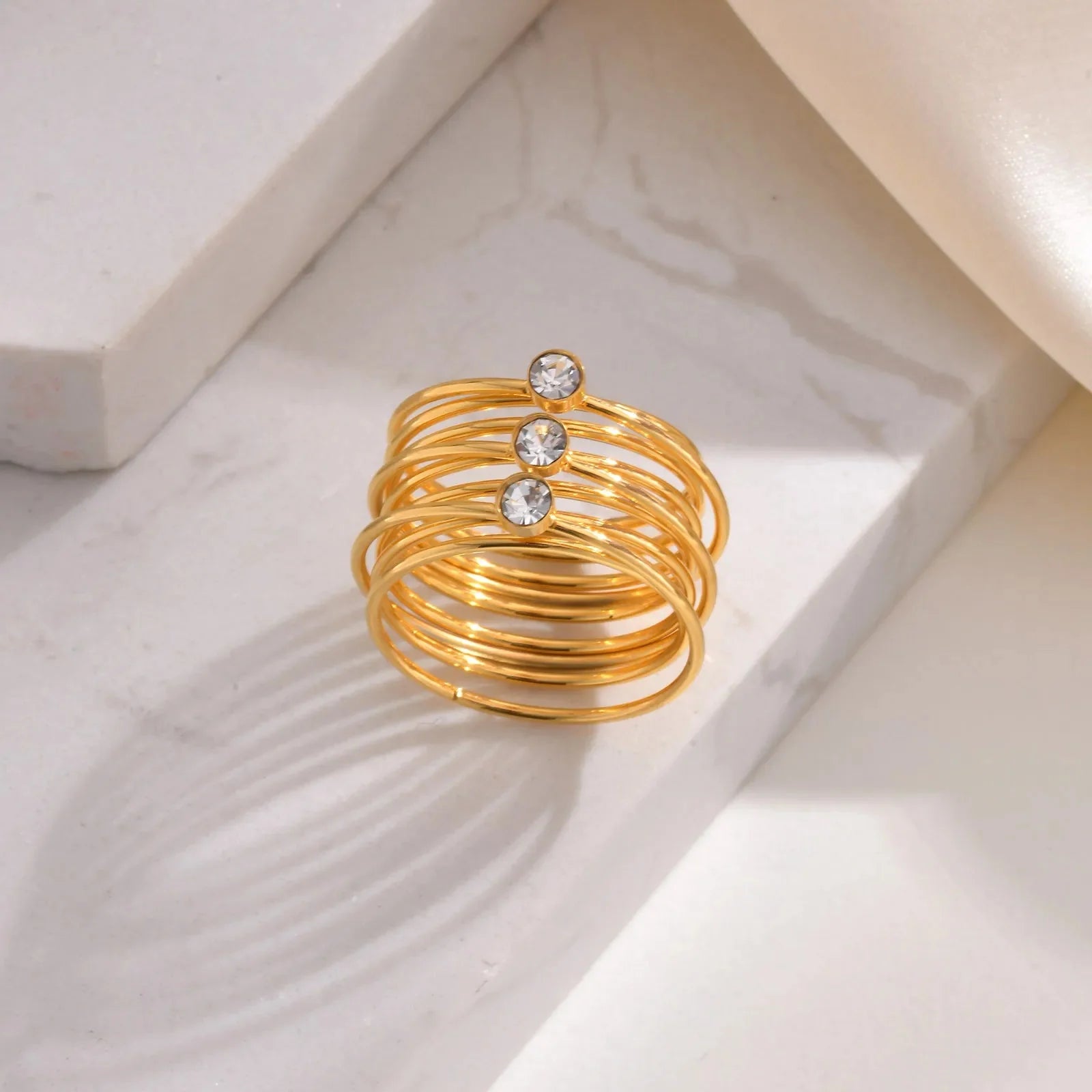 18k Multi Layered Triple Diamond Rings