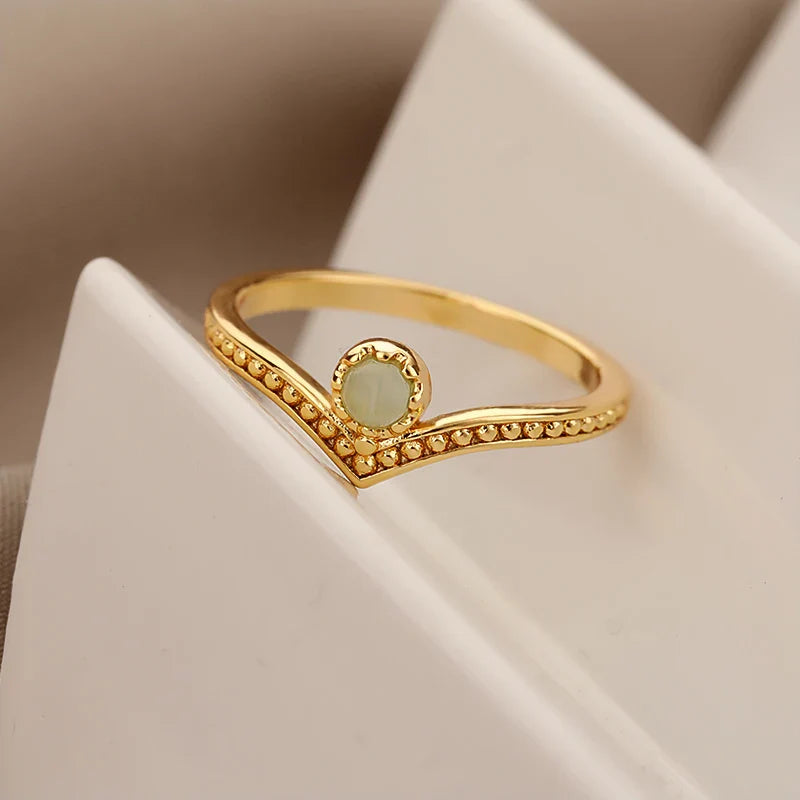 Vintage Inspired Opal Crown Point Ring