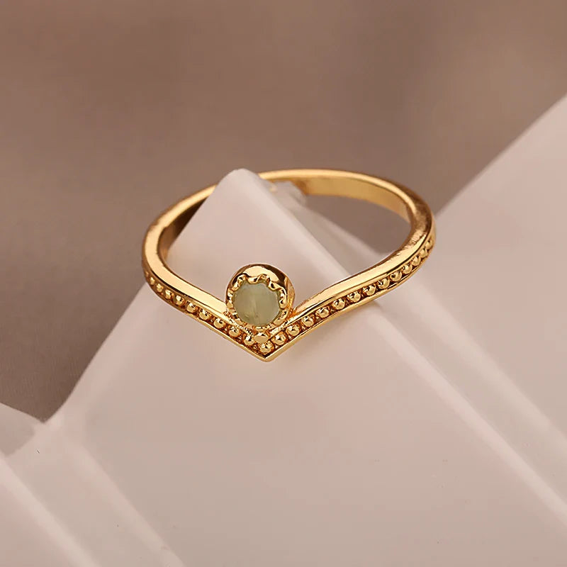 Vintage Inspired Opal Crown Point Ring