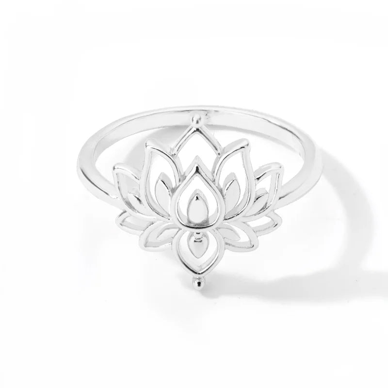 Dainty Lotus Flower Outline Ring