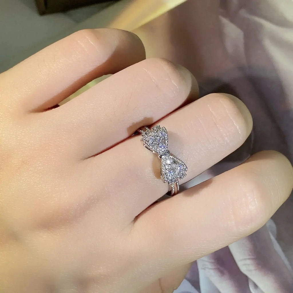 Charming Diamond Bow Ring