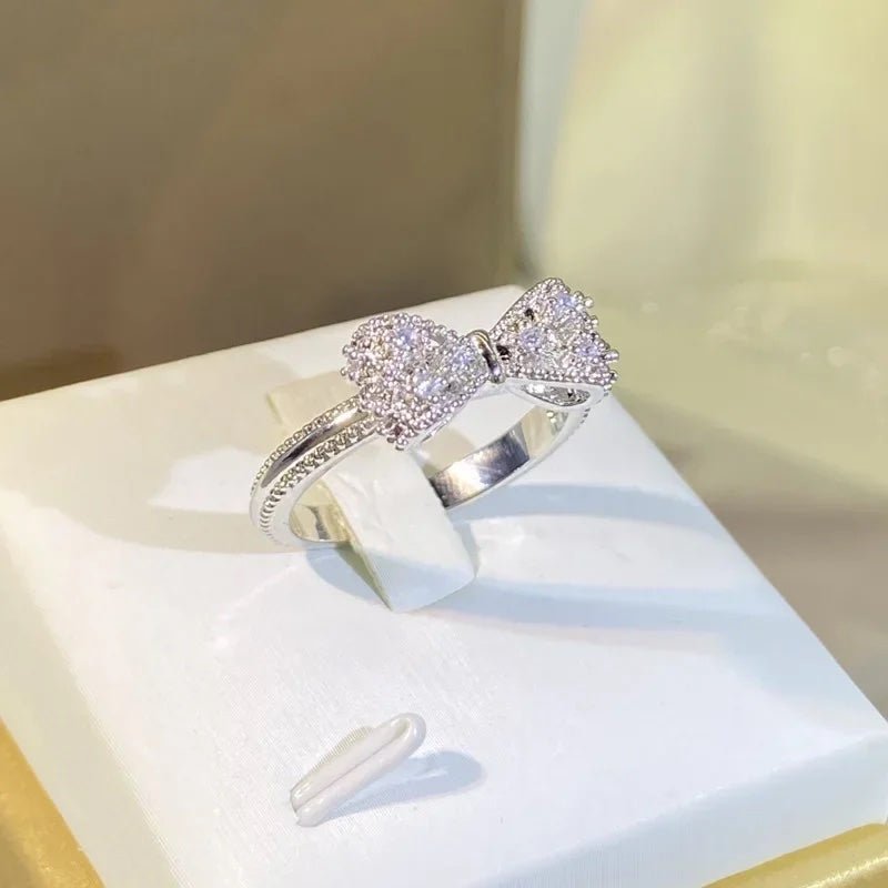 Charming Diamond Bow Ring