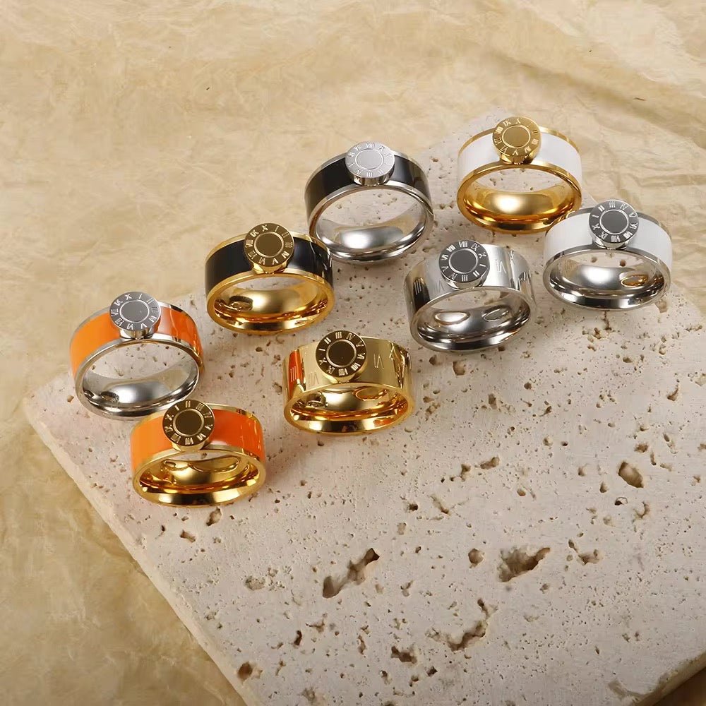 Classy Roman Numeral Bangle Bracelet and Rings