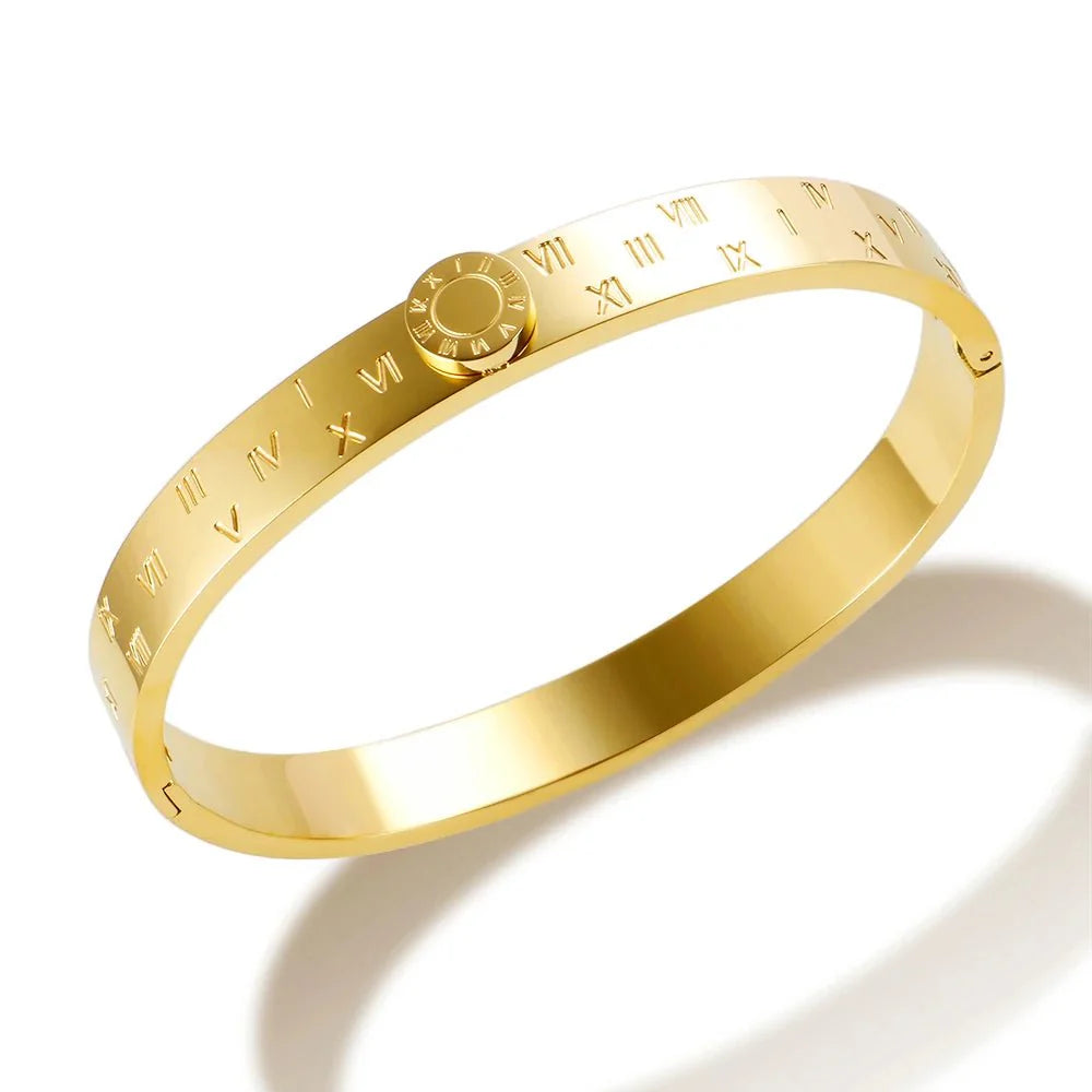 Classy Roman Numeral Bangle Bracelet and Rings