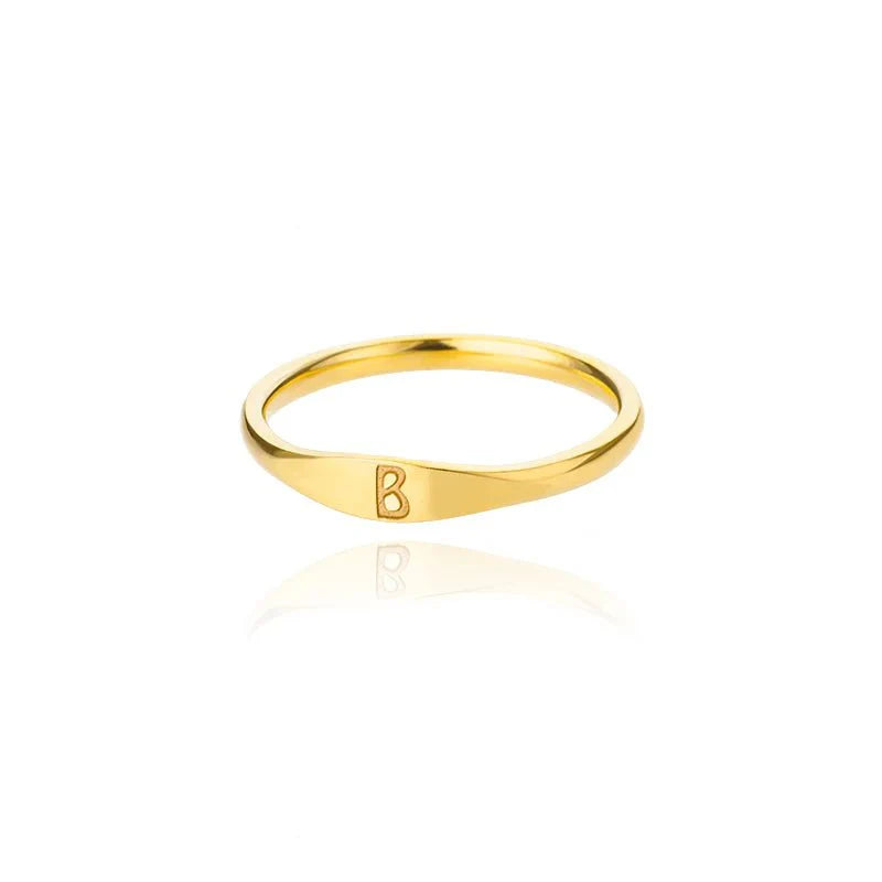 Dainty Thin Letter Initial Ring