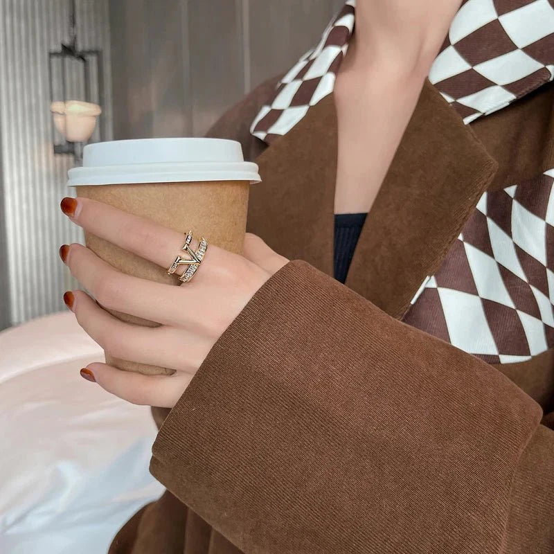 Layered "V" Diamond Ring