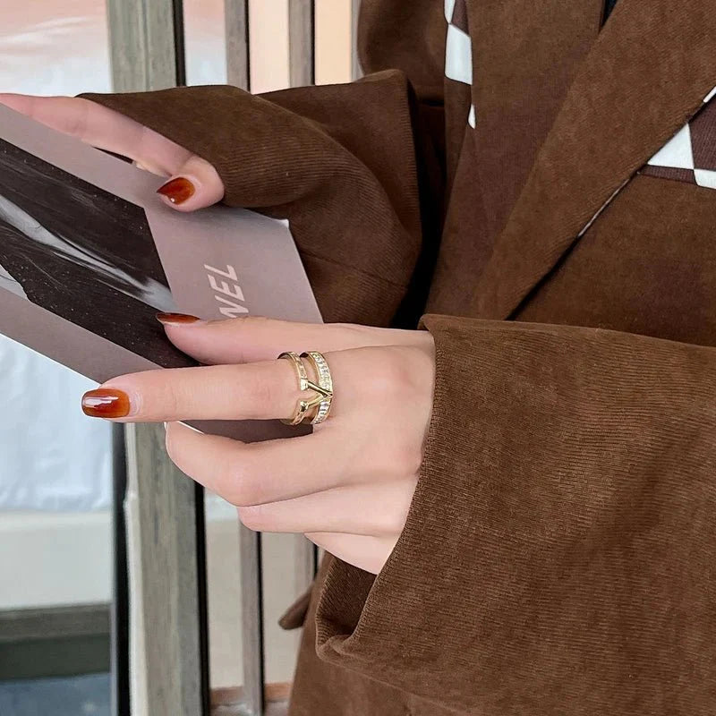 Layered "V" Diamond Ring