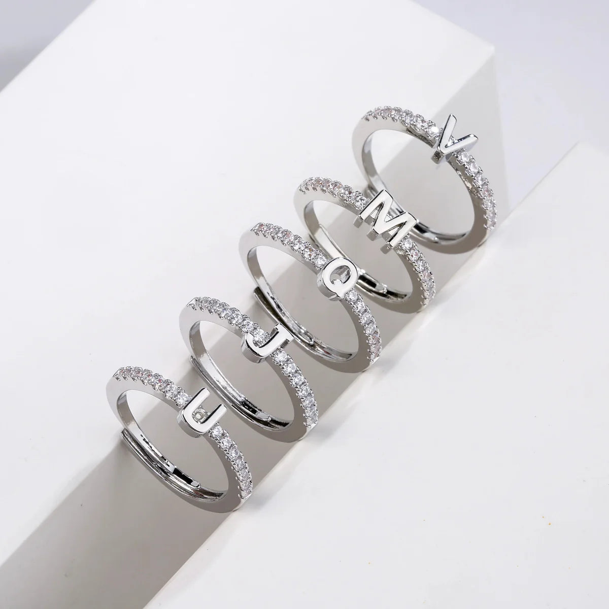 Radiant Adjustable Letter Initial Rings