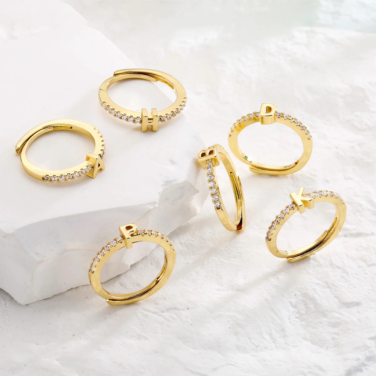 Radiant Adjustable Letter Initial Rings