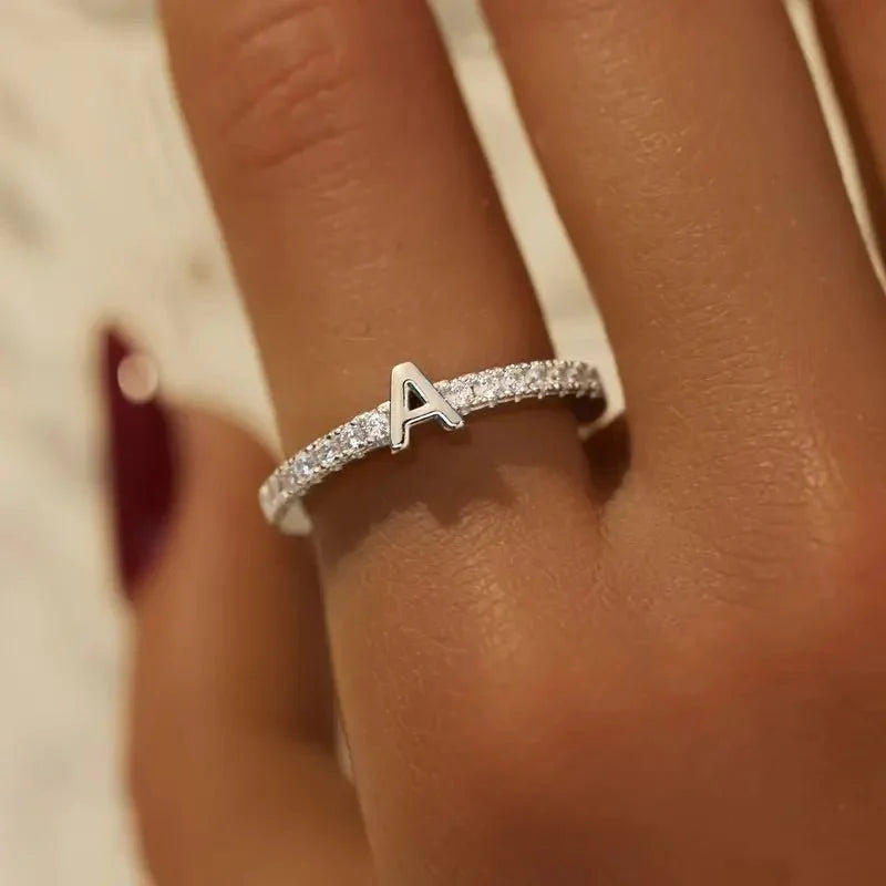 Radiant Adjustable Letter Initial Rings