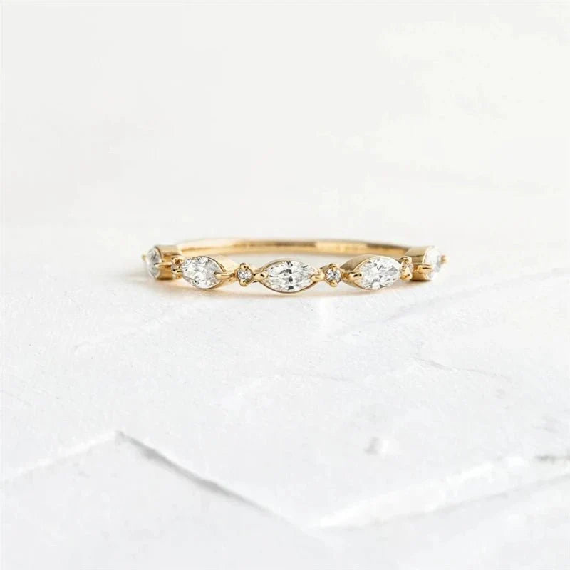 S925 Thin Dainty Oval Diamond Ring