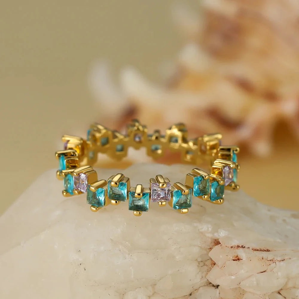 Scattered Cubic Diamonds Dainty Ring